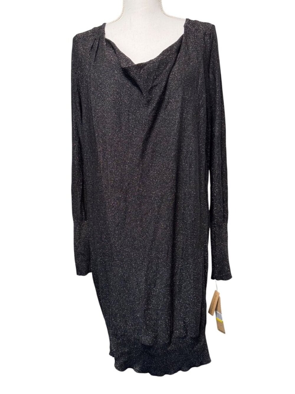 DKNY Jeans Metallic Long Sleeve Dress Womens M Black Elegant Celebrate